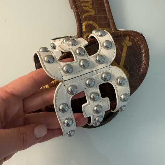 Sam Edelman White Studded Slide Sandals - Picture 3 of 6